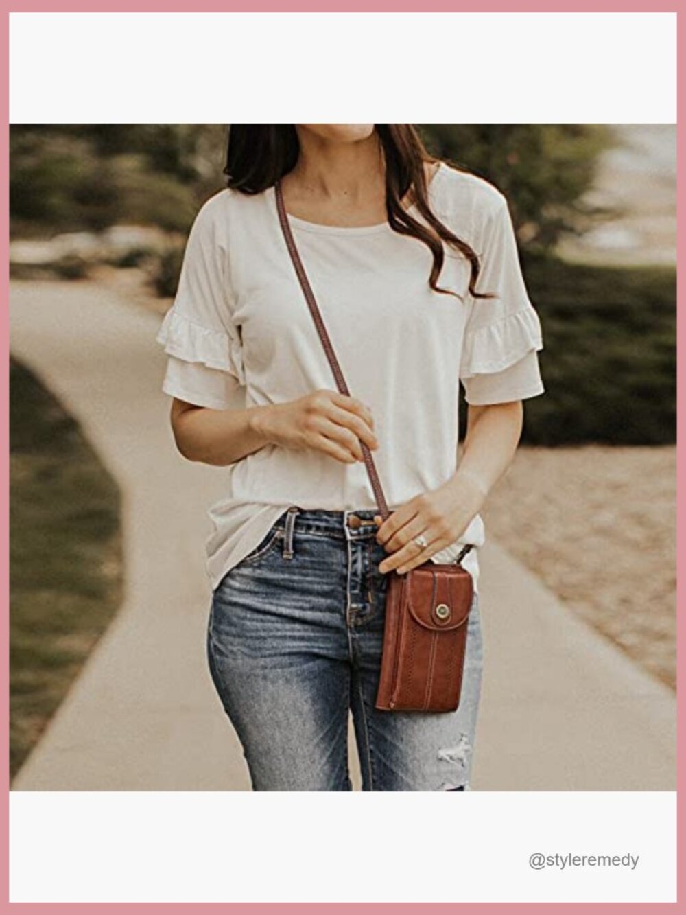 Vintage Faux Leather RFID Blocking Crossbody Cell Phone Purse - Picture 2 of 7